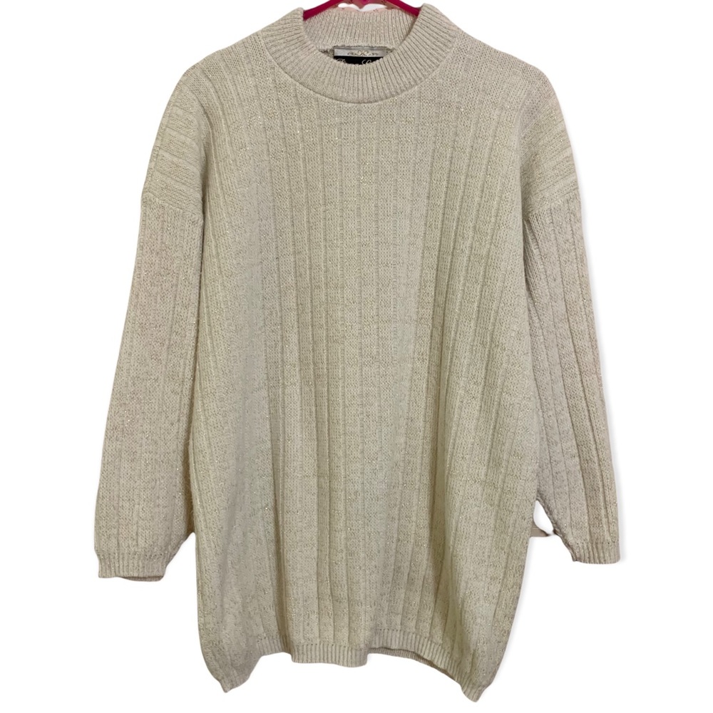 Dana Scott Gold Fleck Creme Acrylic Sweater Size XL